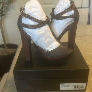 Rachel Zoe Brown Leather Stiletto Heels